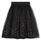 Girls Black Logo Tulle & Sequin Skirt, 1, hi-res
