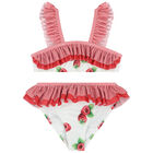 Girls White & Red Raspberries Swimsuit, 1, hi-res