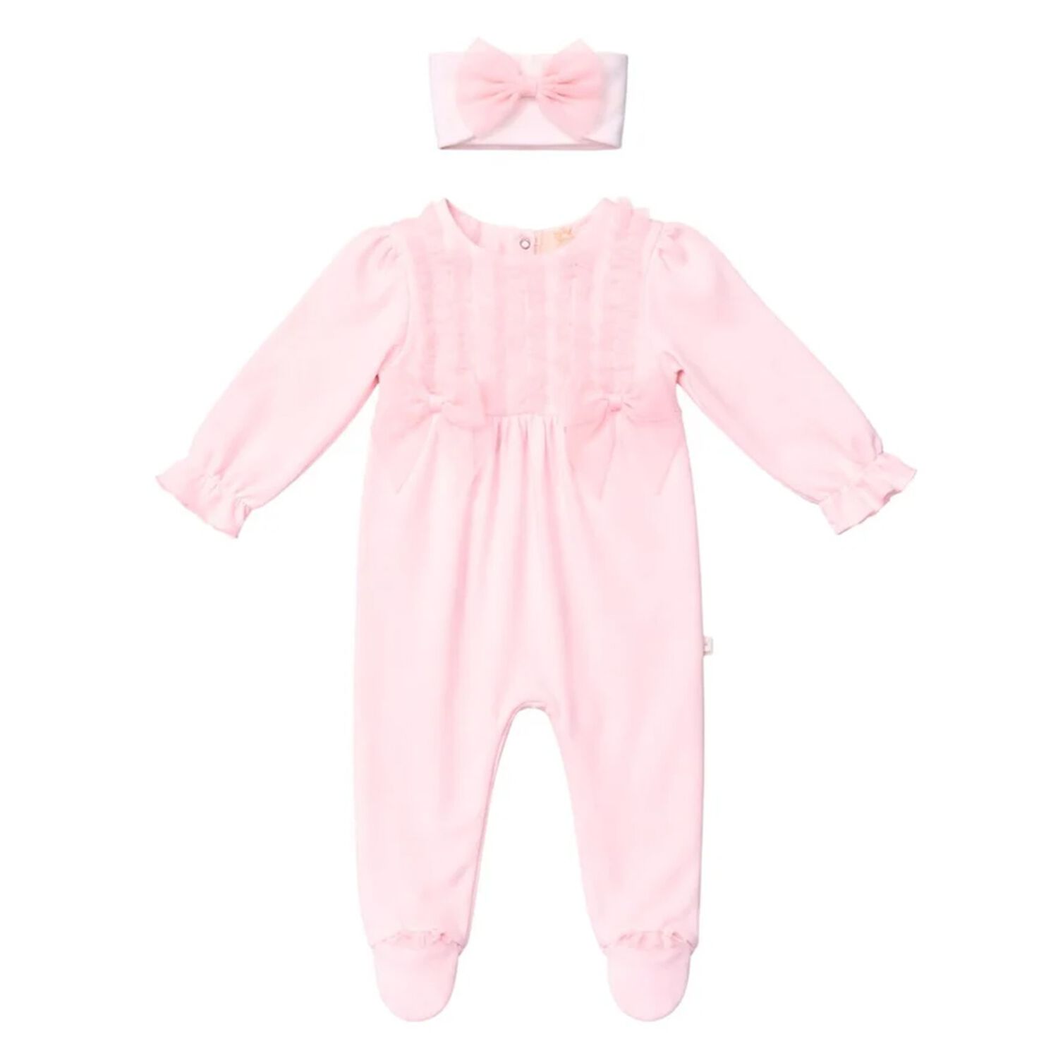 Girls Pink Babygrow & Headband Set, 1, hi-res