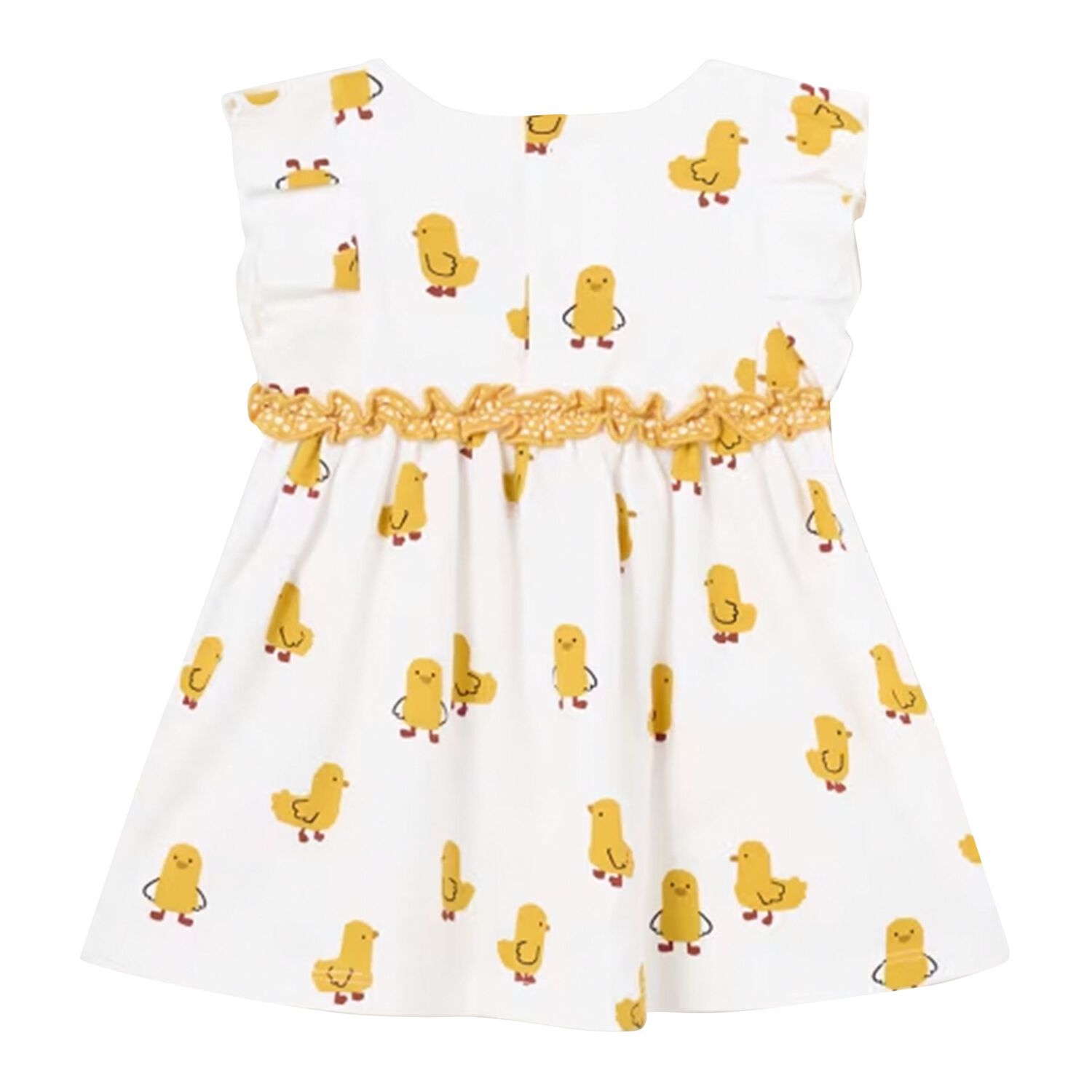 Baby Girls White  & Yellow Dress, 1, hi-res
