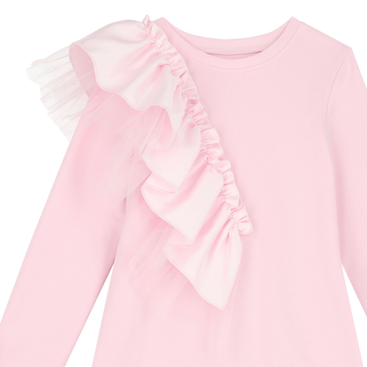Girls Pink Logo Ruffled Dress, 1, hi-res image number null