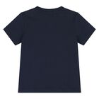 Younger Boys Navy Blue Logo T-Shirt, 1, hi-res