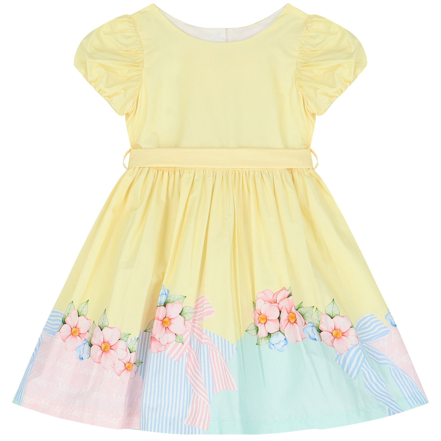 Girls Yellow Floral Dress, 1, hi-res
