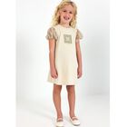 Girls Beige & Gold Logo Dress, 2, hi-res