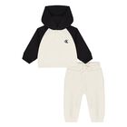 Younger Boys Beige & Black Tracksuit, 1, hi-res
