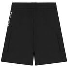 Boys Black Logo Shorts, 1, hi-res
