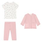 Baby Girls Ivory & Pink Tracksuit Set, 3, hi-res