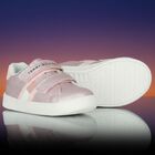 Girls Pink Glitter Leather Trainers, 1, hi-res