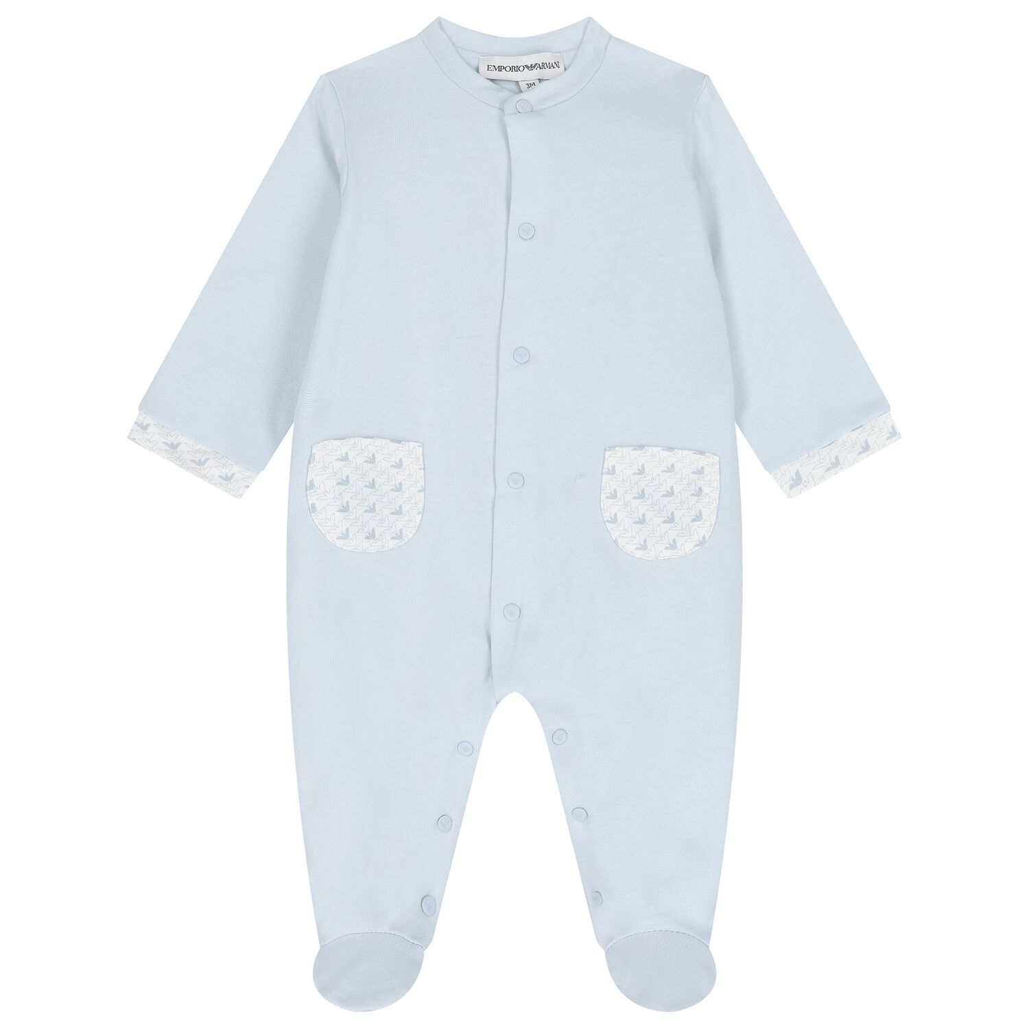 Baby Boys Blue & White Logo Babygrow Set, 3, hi-res