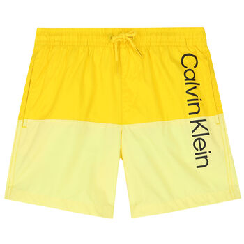 Boys Yellow Logo Swim Shorts