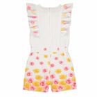 Girls White Rose Print Playsuit, 1, hi-res