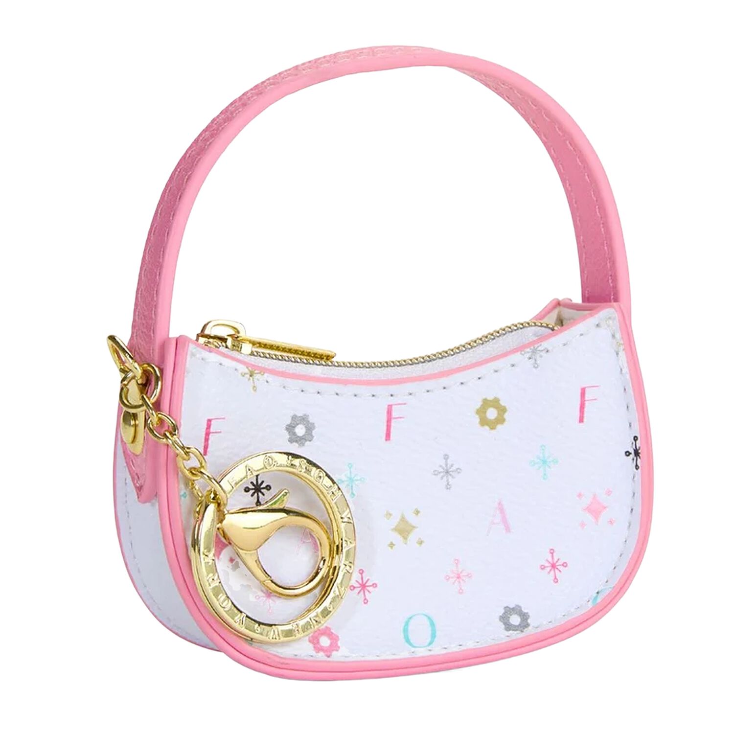 Girls White & Pink Mini Handbag Keychain ( 10CM ), 1, hi-res