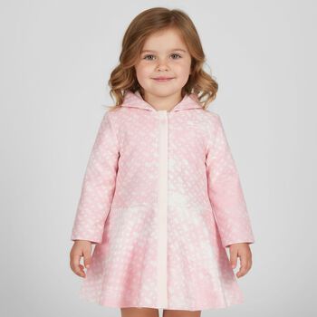 Younger Girls Pink & White Logo Hooded Dress