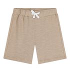 Baby Boys White & Beige Tiger Shorts Set, 1, hi-res