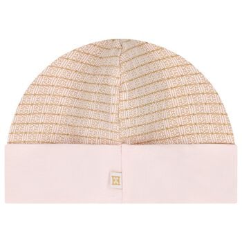 Baby Girls Pink & Beige Logo Hat