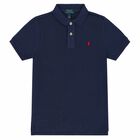 Boys Navy Slim Fit Logo Polo Shirt, 1, hi-res