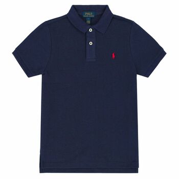 Boys Navy Slim Fit Logo Polo Shirt