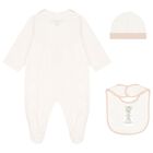 White & Beige Logo Babygrow Gift Set, 2, hi-res