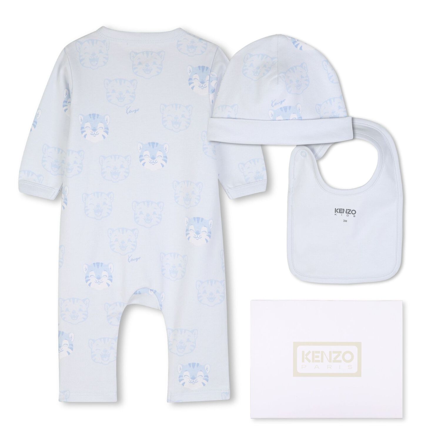 Baby Boys Blue Tiger Logo Romper Gift Set, 1, hi-res