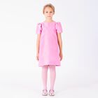 Girls Pink Bow Puff Sleeve Dress, 1, hi-res