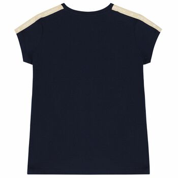 Girls Navy Blue Logo T-shirt