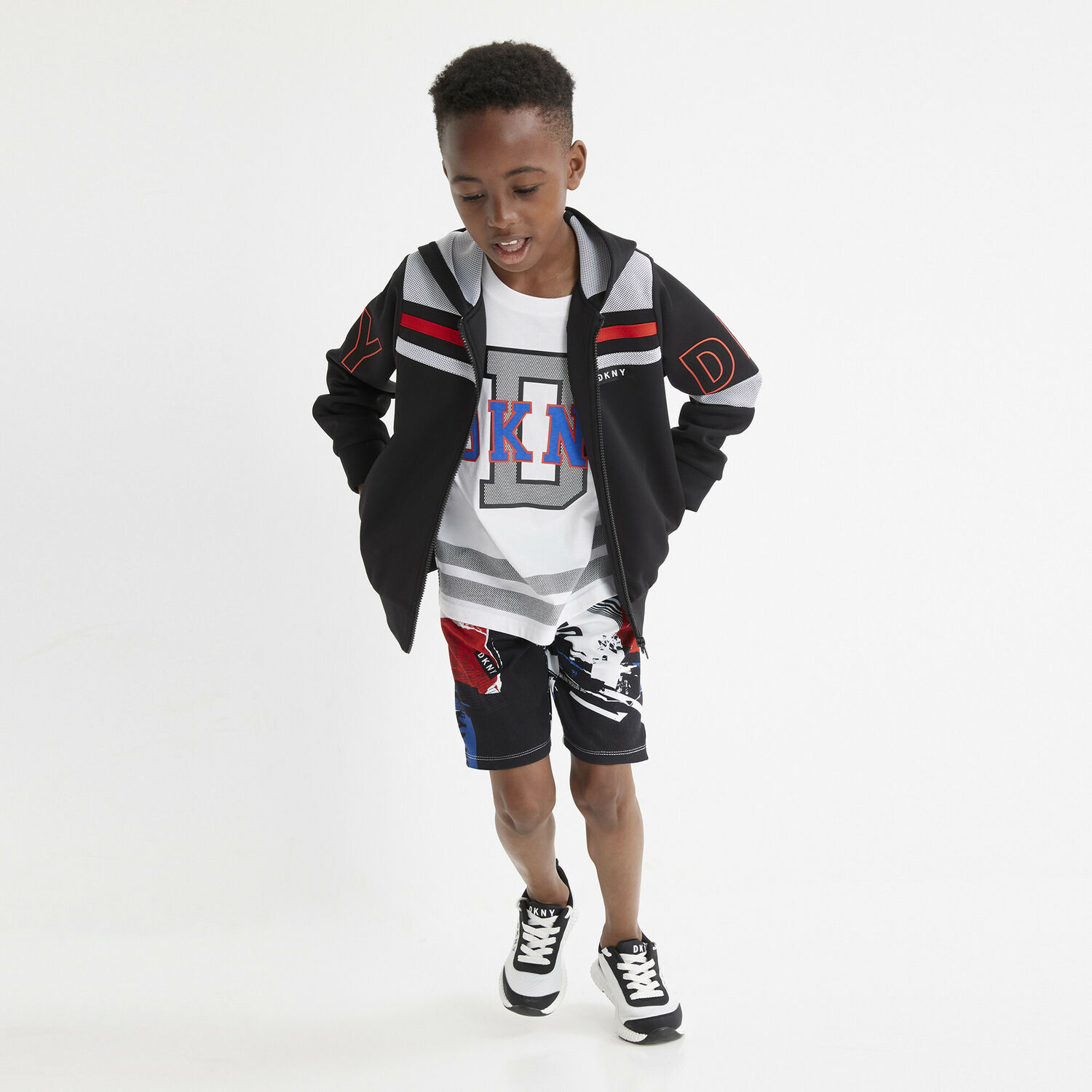 Boys Black & Red Logo Shorts, 1, hi-res image number null