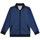 Boys Blue Monogram Logo Zip-Up Top, 1, hi-res
