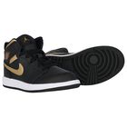Black, White & Gold Air Jordan 1 Mid Trainers, 1, hi-res