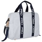 Baby Girls Blue Logo Striped Changing Bag, 1, hi-res