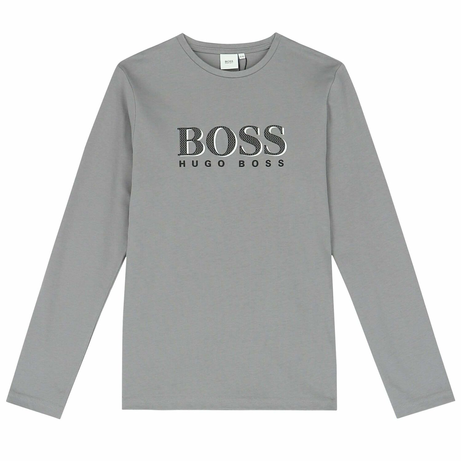 Boys Grey Logo Long Sleeve Top, 1, hi-res