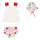 Baby Girls White & Red Swimsuit Set with Hat, 1, hi-res