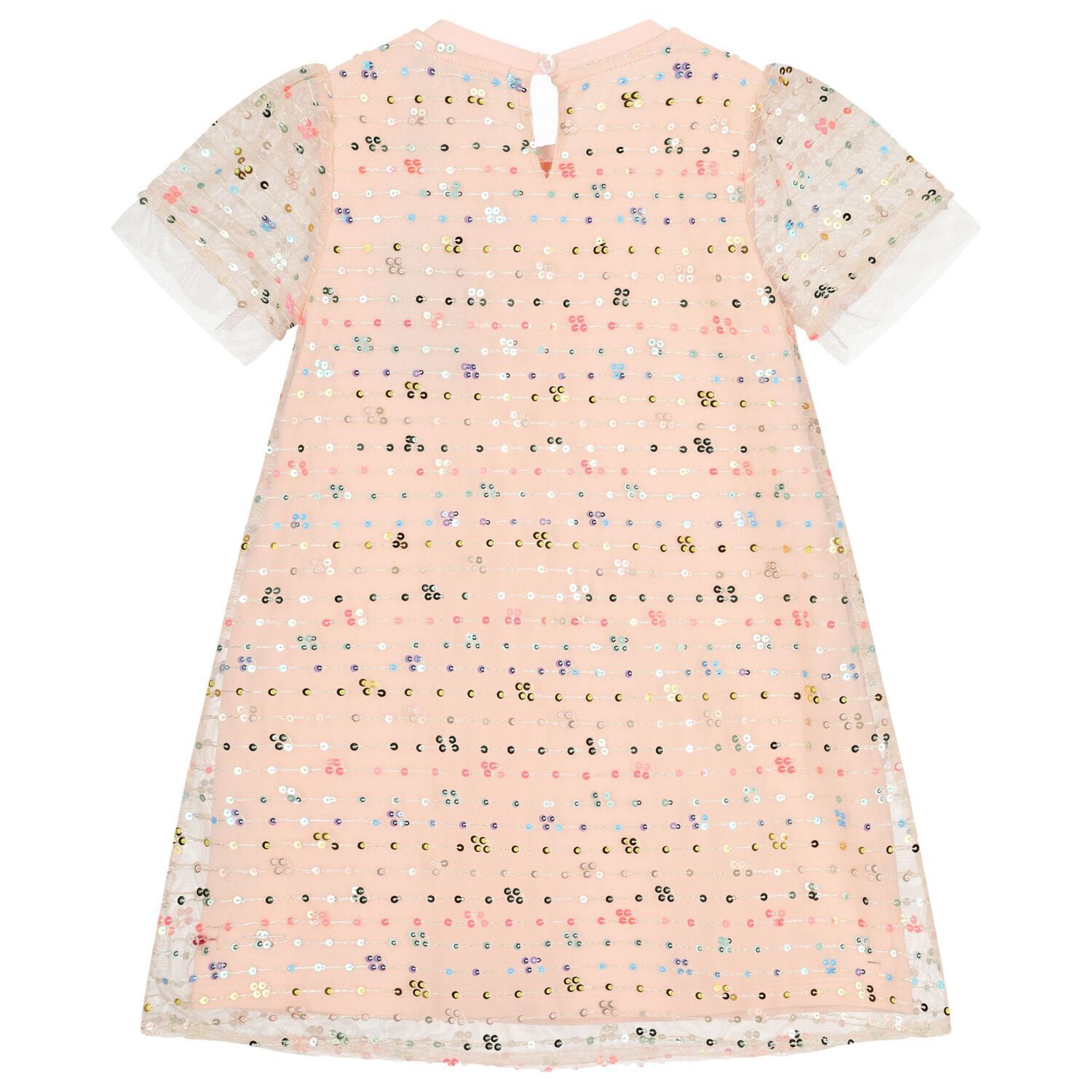 Girls Pink Logo Sequin Dress, 2, hi-res