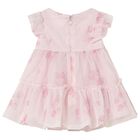 Baby Girls Pink Floral Tulle Dress, 2, hi-res