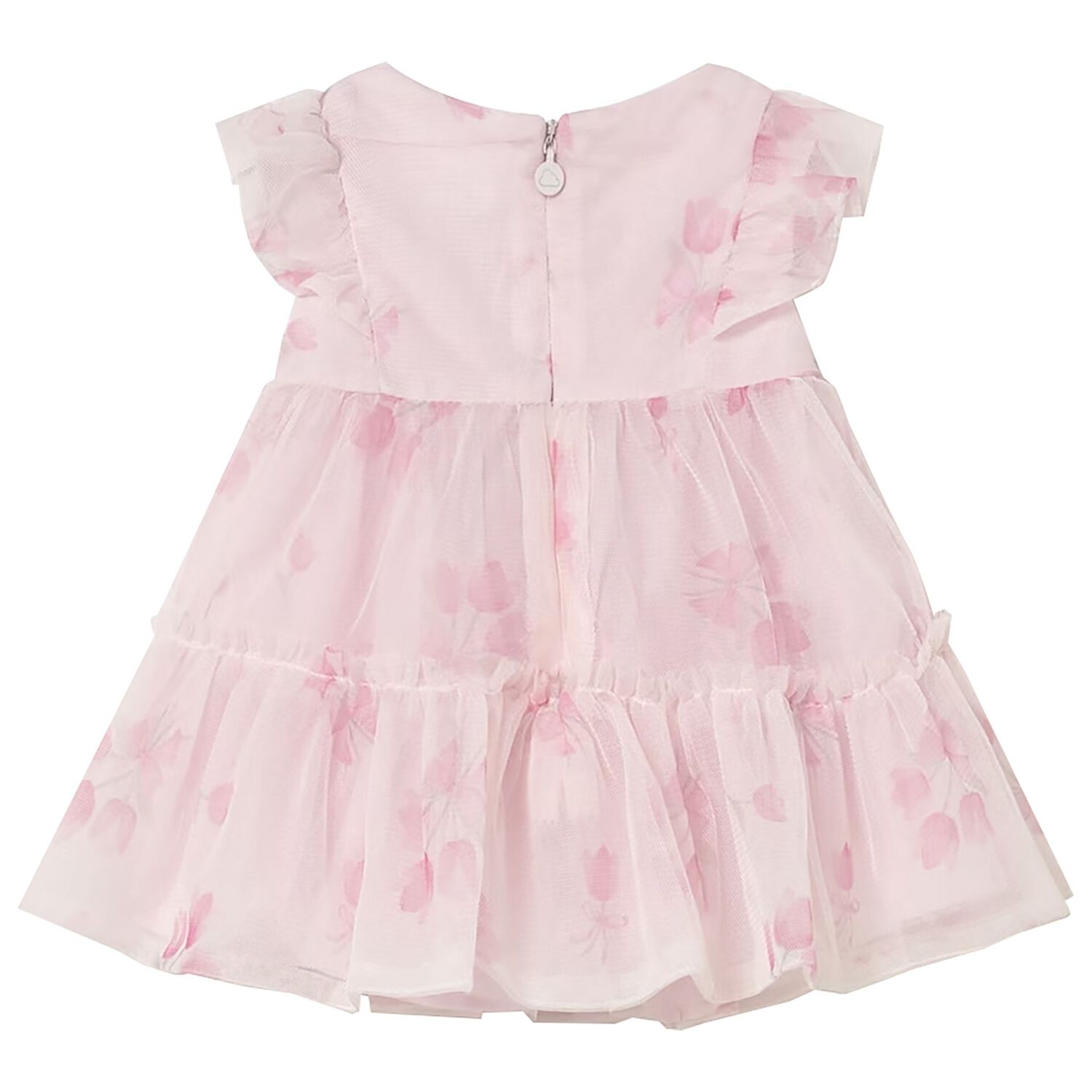 Baby Girls Pink Floral Tulle Dress, 2, hi-res