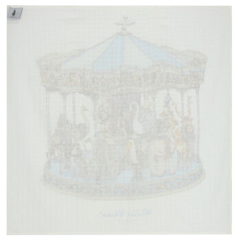 White & Blue Carousel Baby Boys Swaddle Carré Blanket