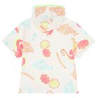 Girls White Hooded Beach Dress, 1, hi-res