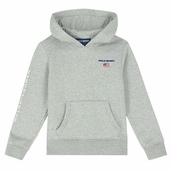 Boys Grey Logo Hooded Top