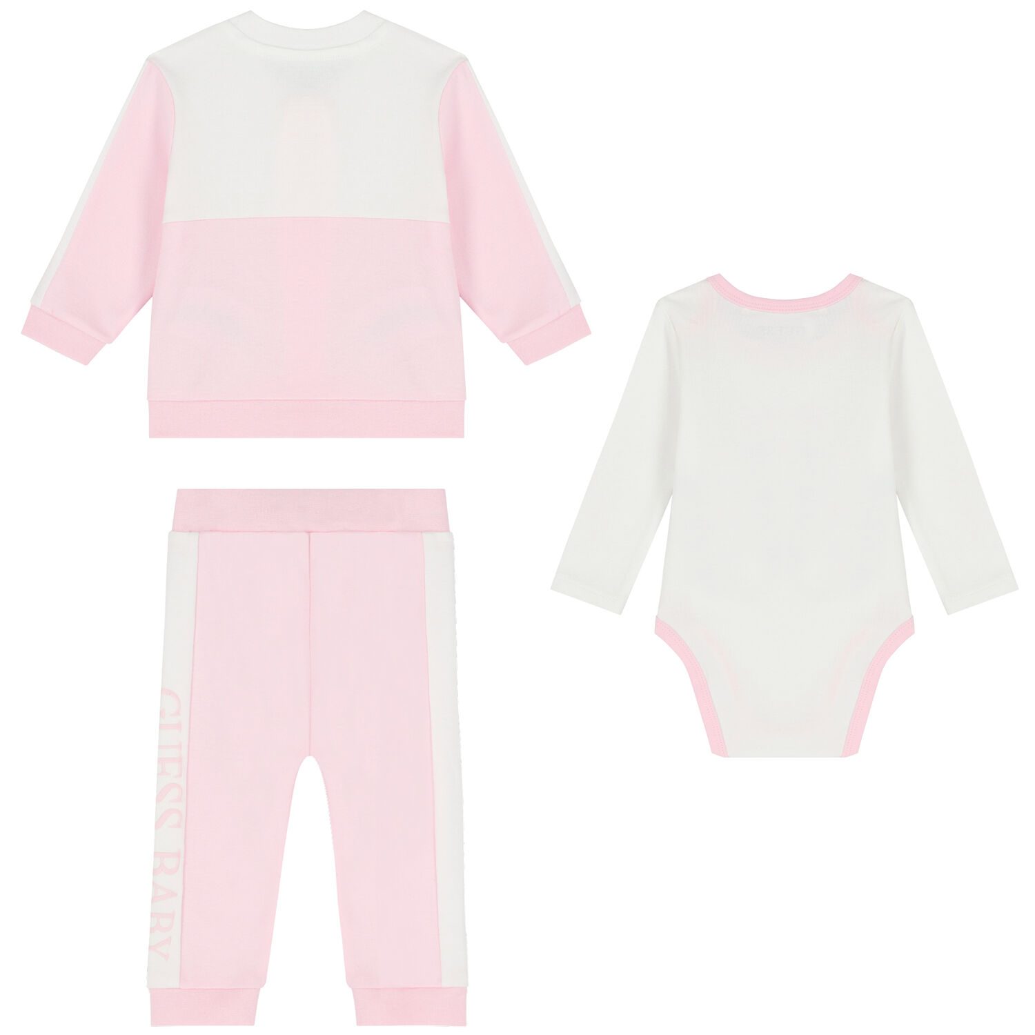 Baby Girls Pink & White Logo Tracksuit Set, 2, hi-res