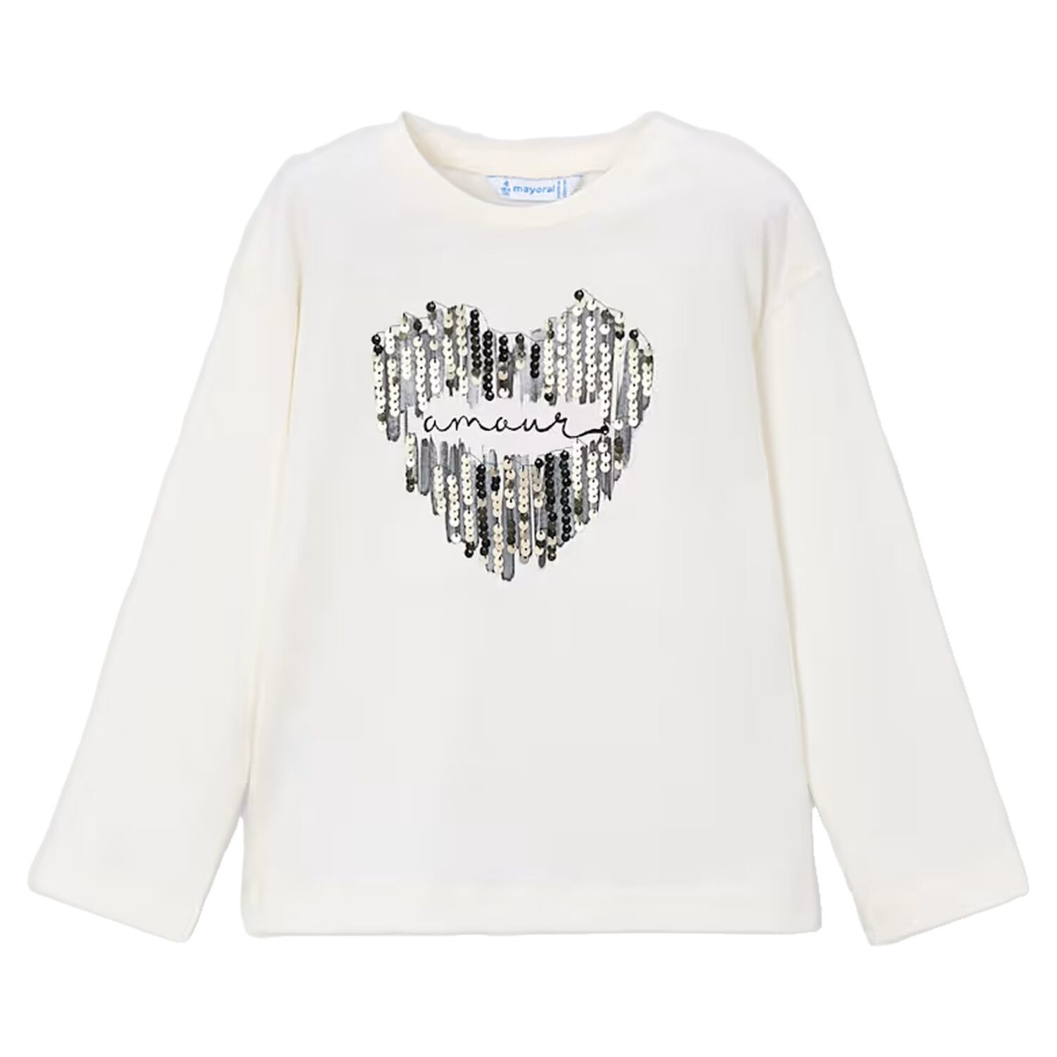 Girls Ivory Embellished Long Sleeve Top, 3, hi-res