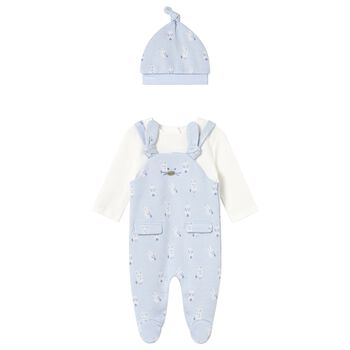 Baby Boys Ivory & Blue Babygrow Set