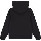 Black Logo Hooded Zip Up Top, 1, hi-res