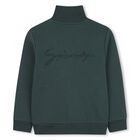 Boys Green Logo Zip Up Top, 1, hi-res