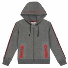 Boys Grey Logo Zip Up Top, 1, hi-res