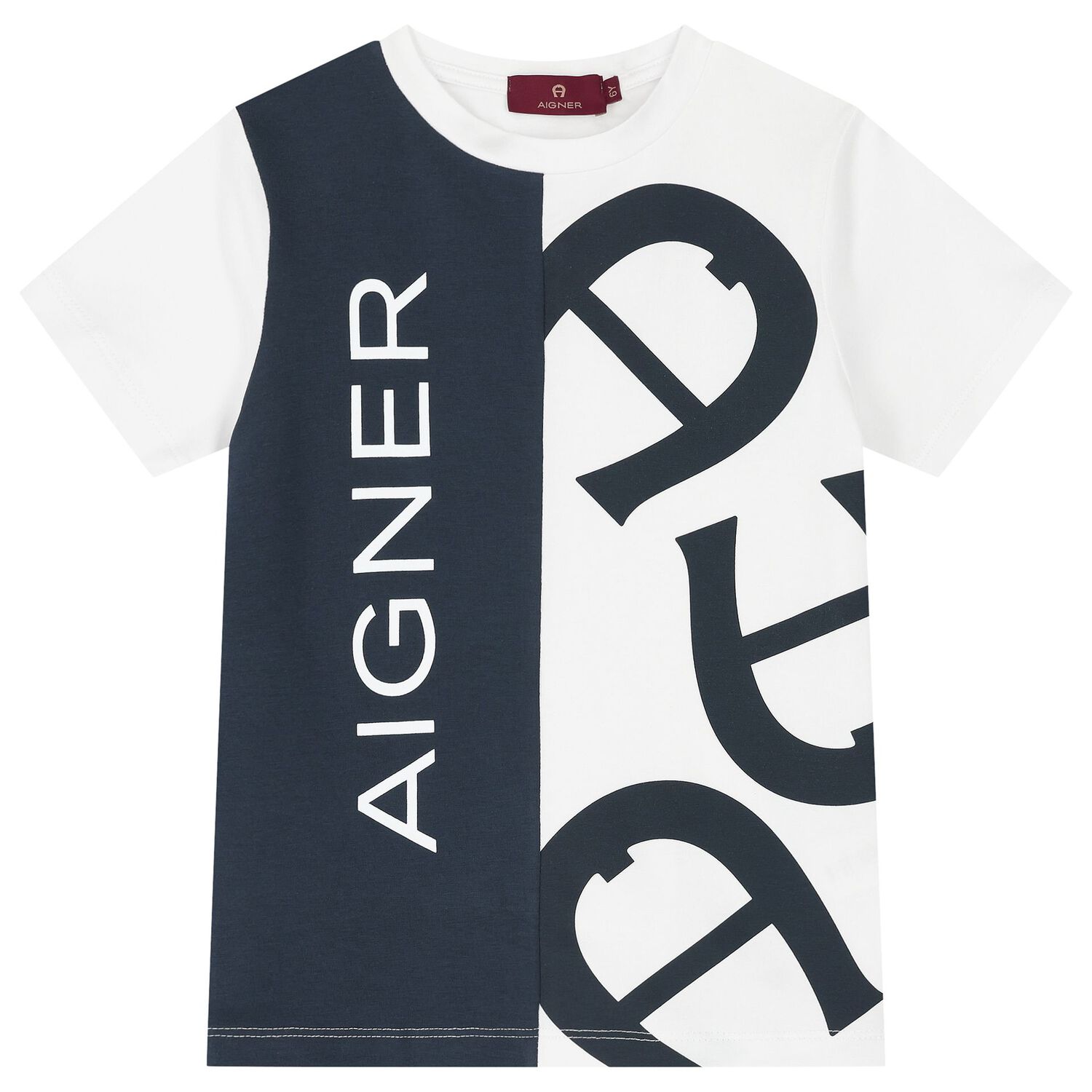 Boys White & Navy Blue Logo Pyjamas, 1, hi-res image number null