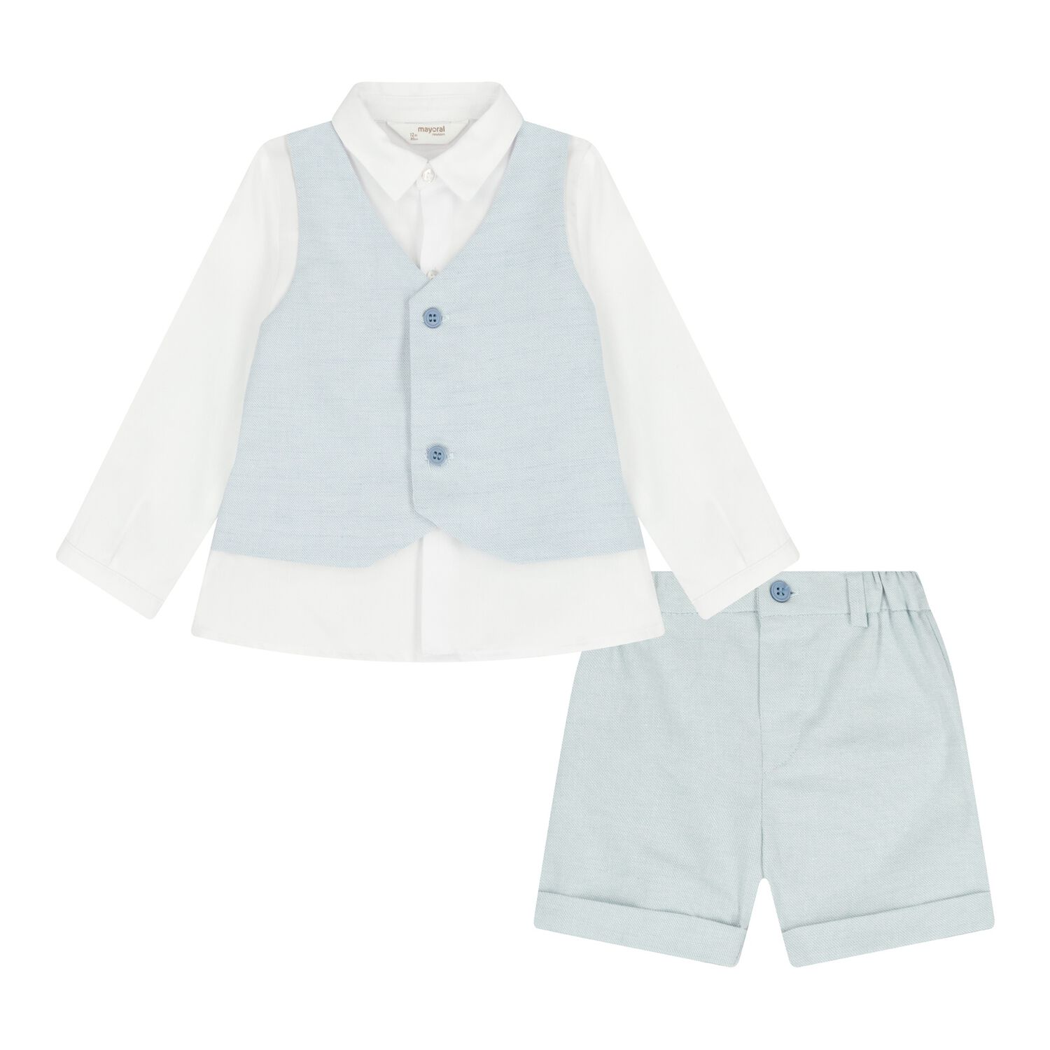 Baby Boys White & Blue Shorts Set, 2, hi-res