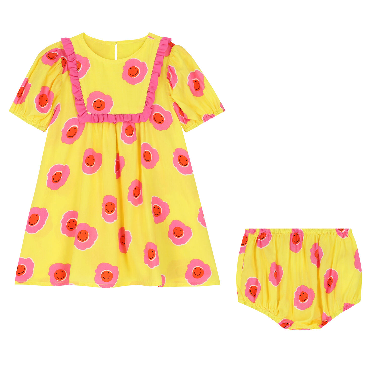 Younger Girls Yellow & Pink Dress Set, 1, hi-res image number null
