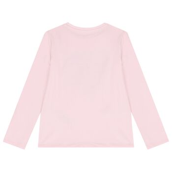 Girls Pink Logo Long Sleeve Top