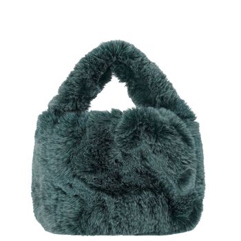 Girls Green Faux Fur Handbag