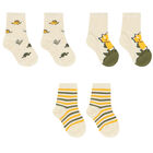 Younger Boys Ivory DInosaur Socks (3 Pack), 1, hi-res