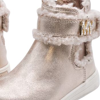 Girls Gold Faux Fur Boots 